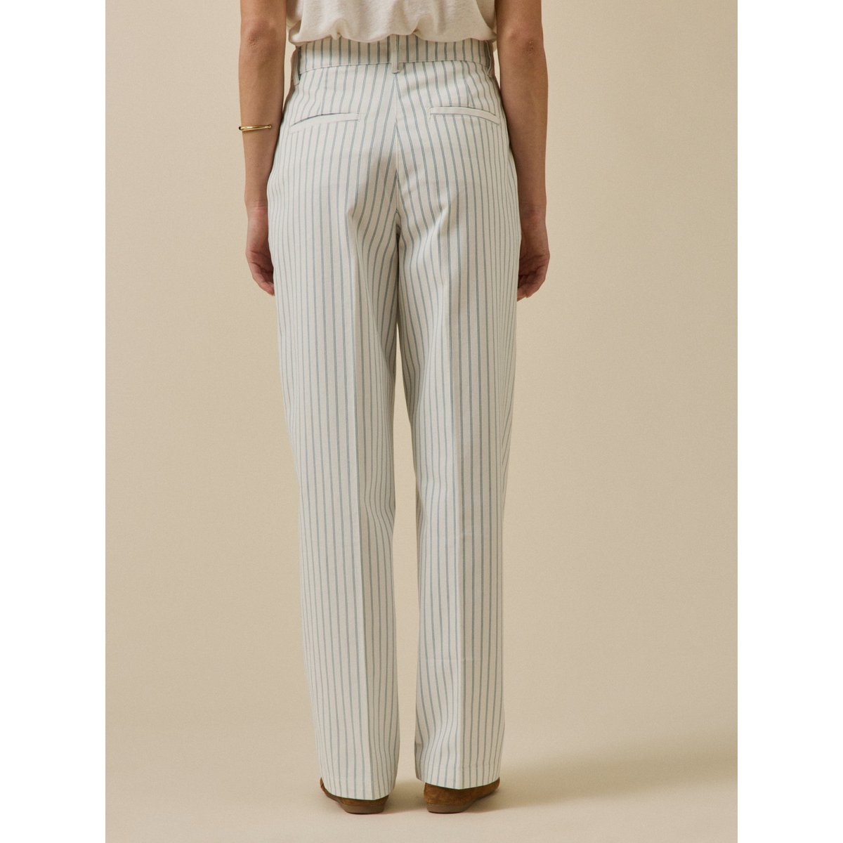 Pantalon large rayé Clara rayure bleu/ecru, CYRILLUS
