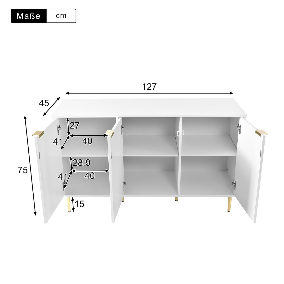 Armoire de rangement avec 3 portes style moderne, BABEDE blanc, MEUBLES COSY