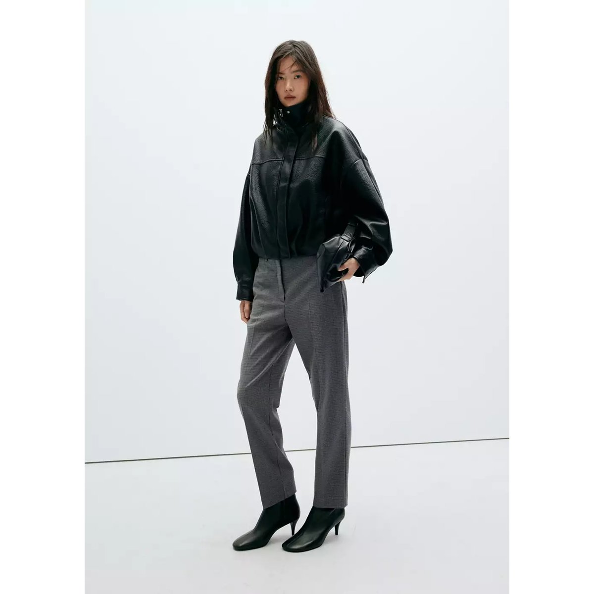 Pantalon droit fines rayures bleu, MANGO