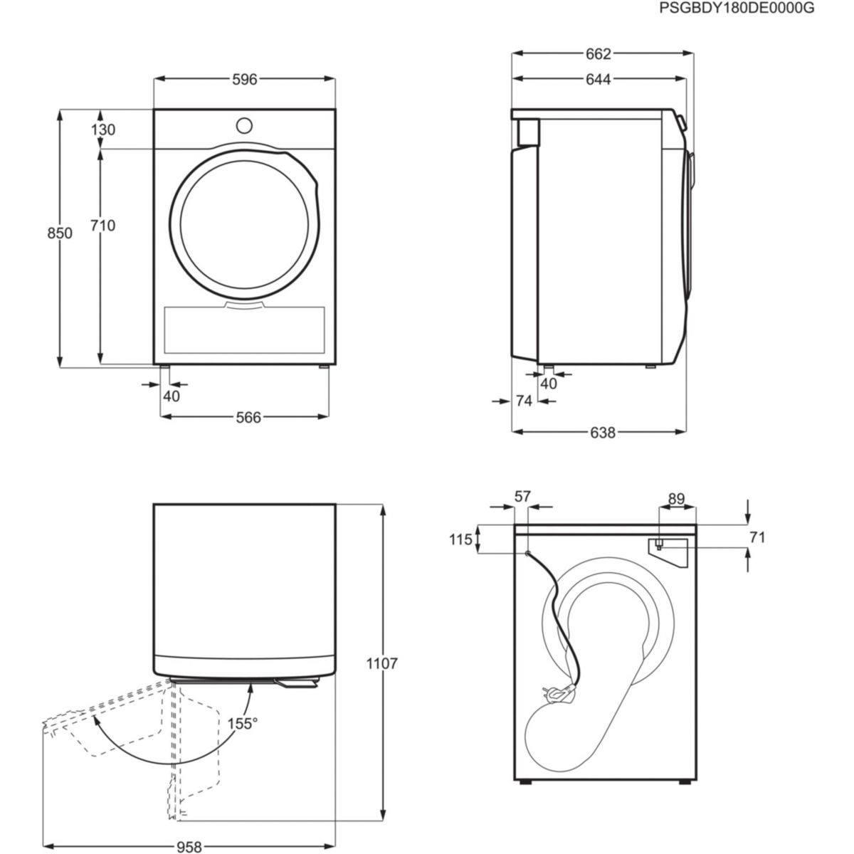 Sèche linge pompe à chaleur EW6HI6184DB couleur unique, ELECTROLUX