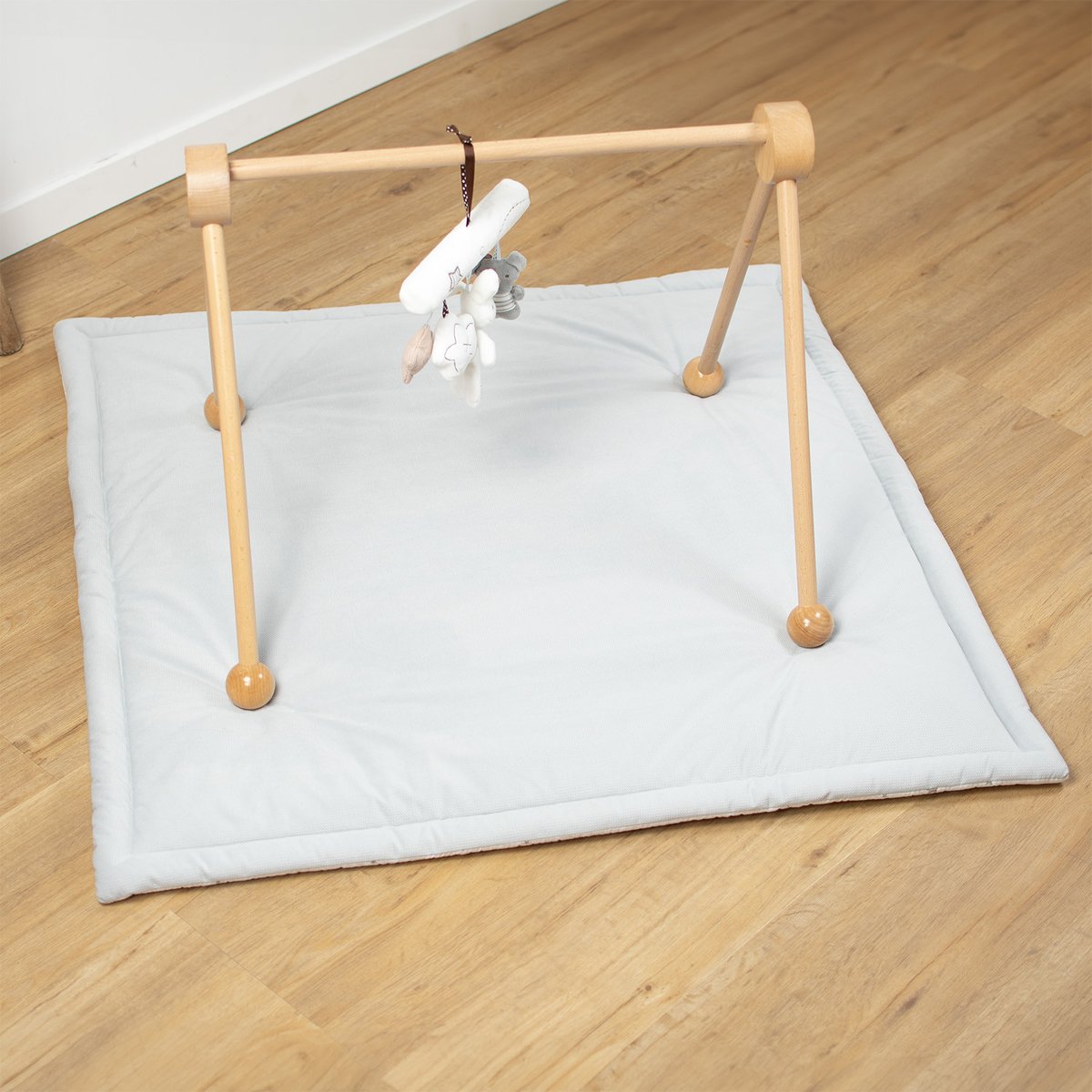 Tapis de parc tapis d'éveil réversible STELLA stella, imprimé étoiles blanc, gris, SEVIRA KIDS