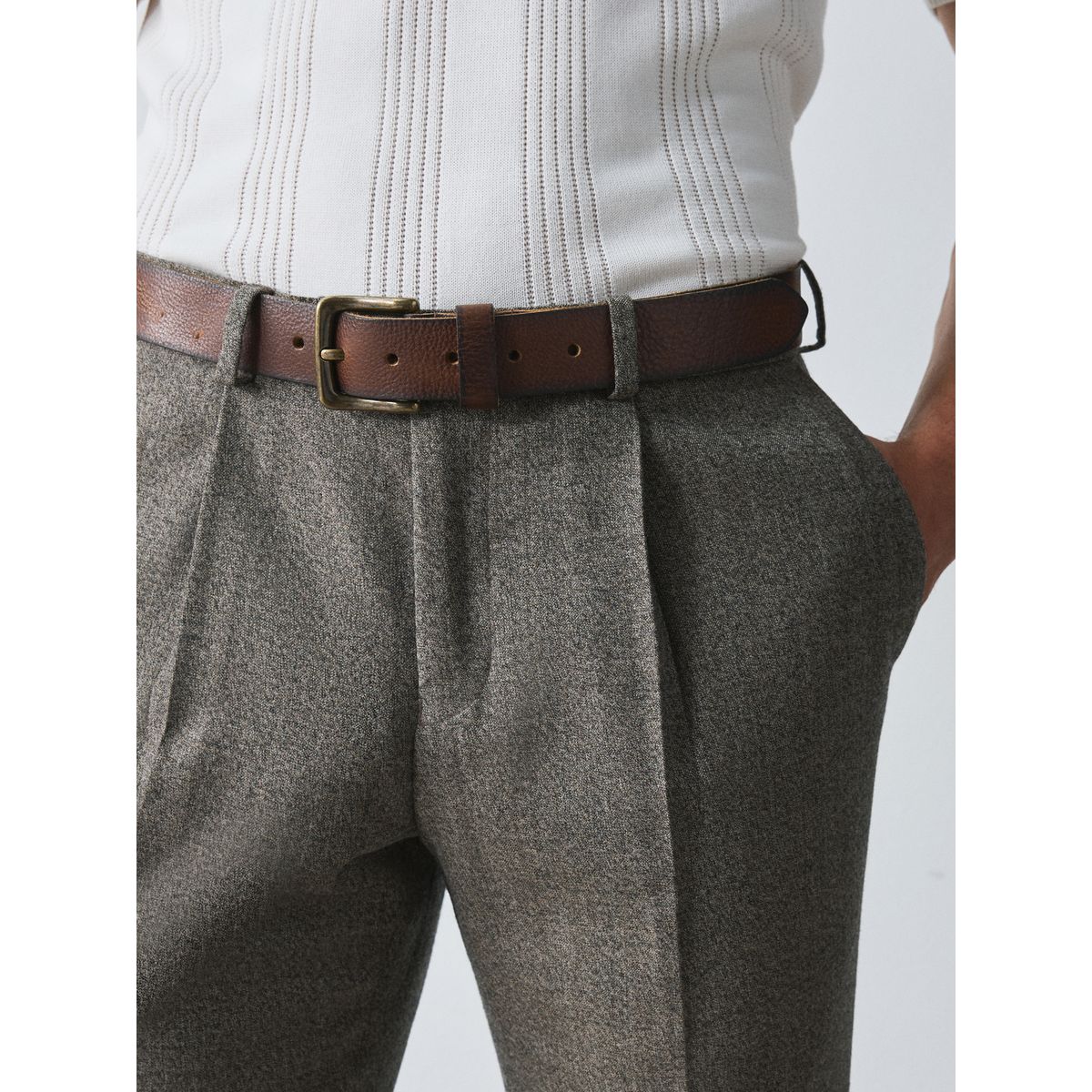 Ceinture décontractée en cuir marron vieilli, NEXT
