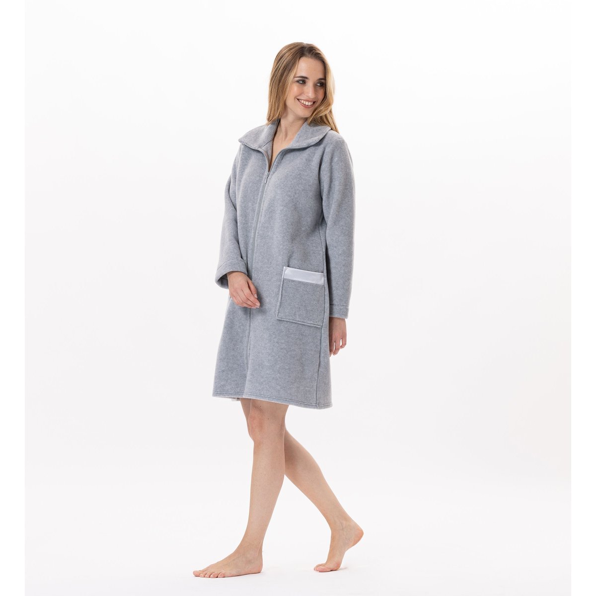 Robe de chambre zippée en polaire ESSENTIEL H54A beige, LE CHAT