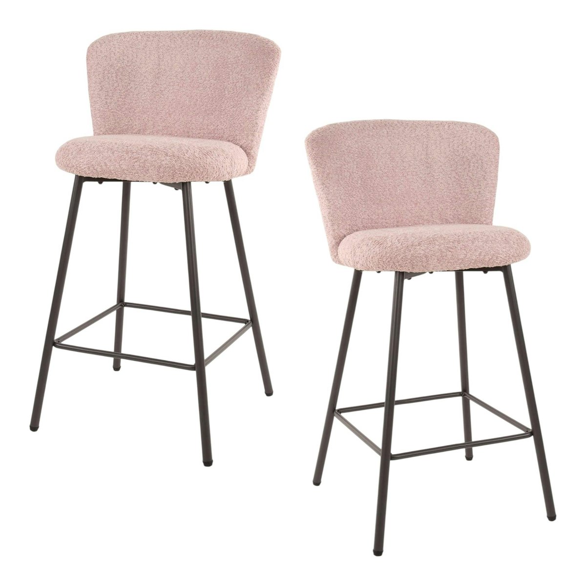 Tabouret de bar rose en tissu bouclette (lot de 2) GALWAY rose, PIER IMPORT