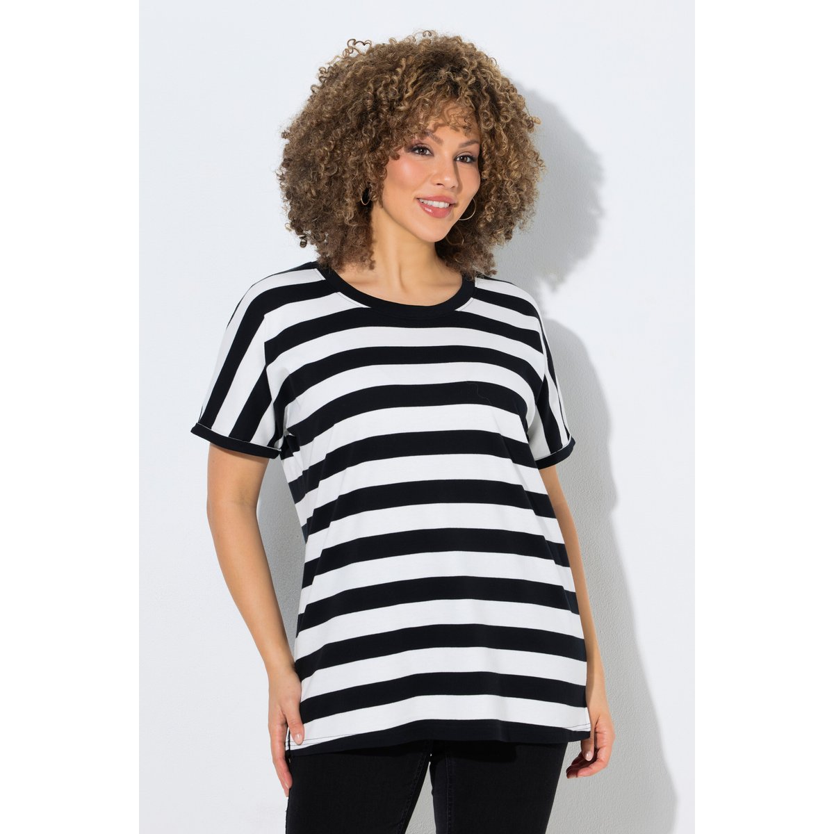 T-shirt rayé oversize noir, ULLA POPKEN