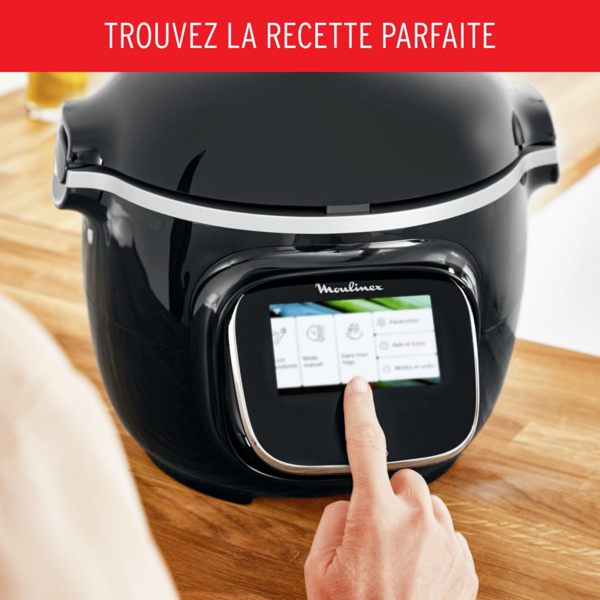 Cookeo YY5479FB noir Touch Wifi 6 L, 3 modes de cuisson + Extra Crisp couleur unique, MOULINEX
