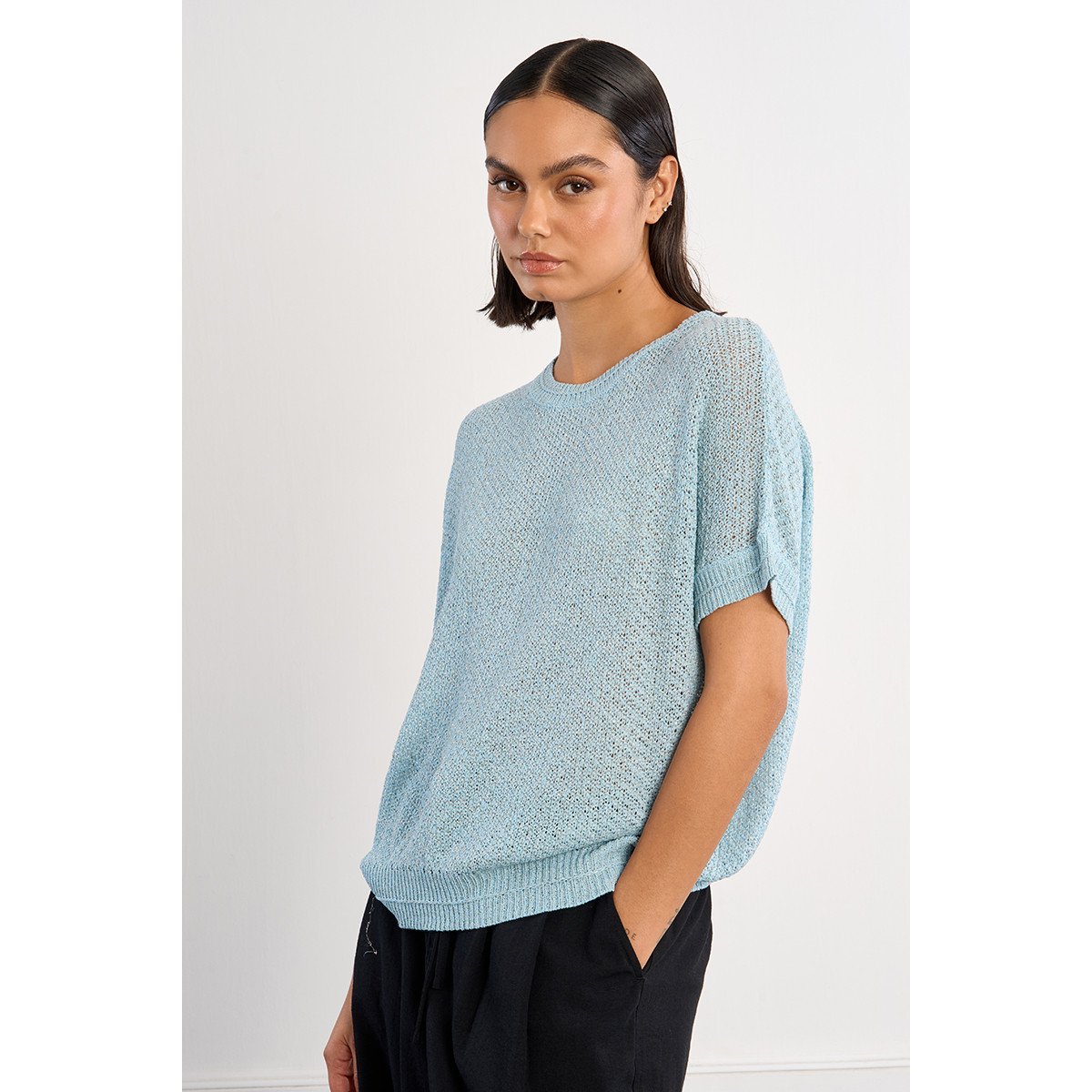 Maille à manches courtes light blue, LILI SIDONIO