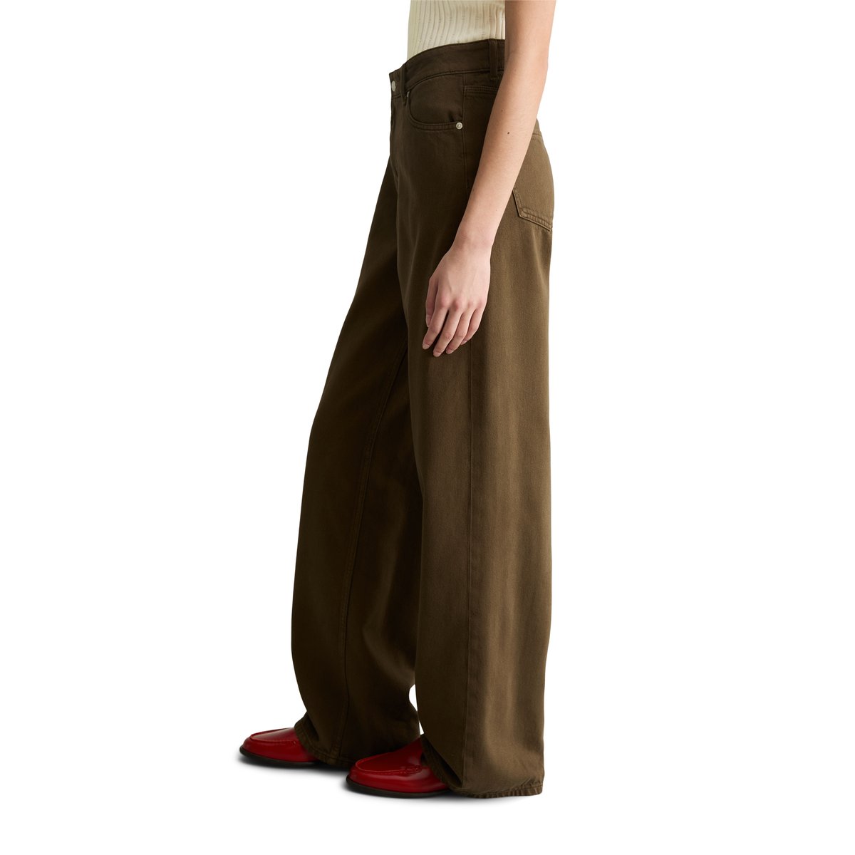 Jeans modèle Tomma large en mélange coton organique-lyocell-modal marron fonce, MARC O’POLO DENIM
