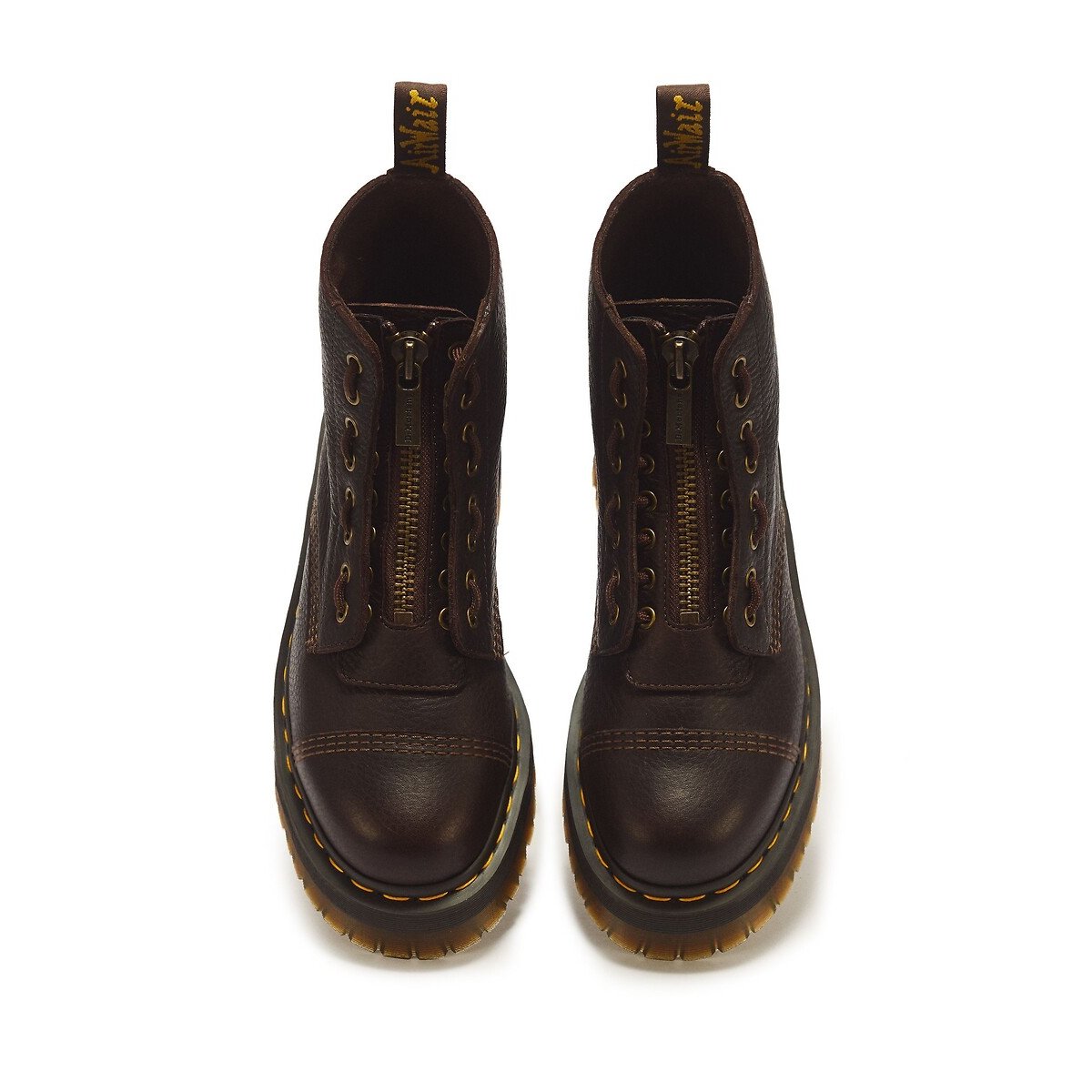Boots plateformes Sinclair en cuir Ambassador marron foncé, DR. MARTENS
