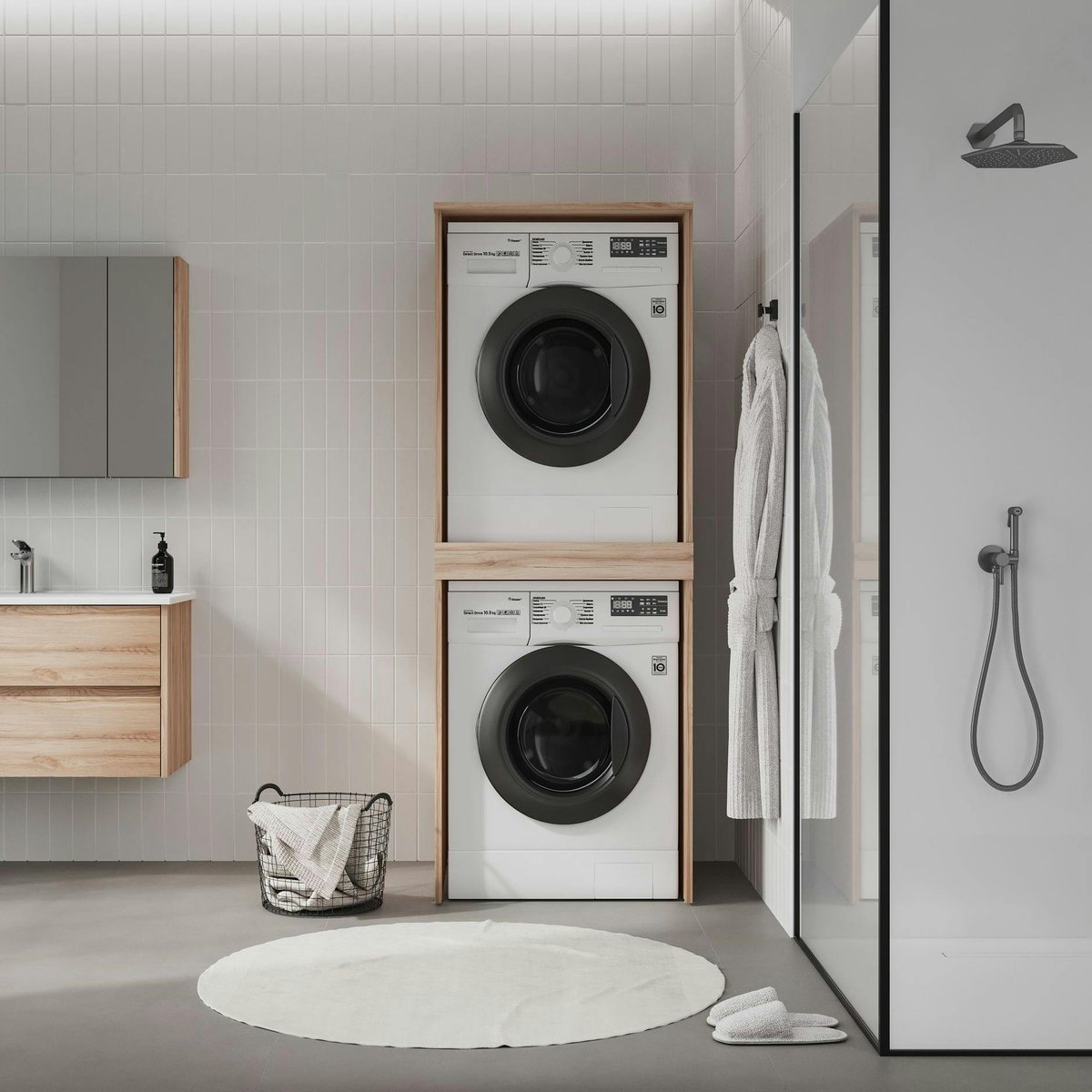 Meuble haut pour lave-linge et sèche-linge NIX chêne, PIER IMPORT