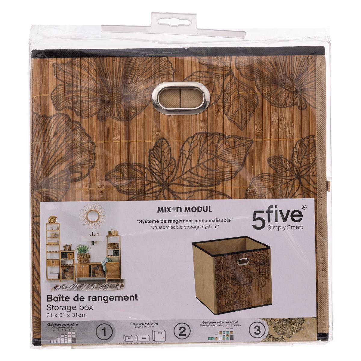 Panier de rangement à lattes MIX' N MODUL marron, 5FIVE SIMPLY SMART