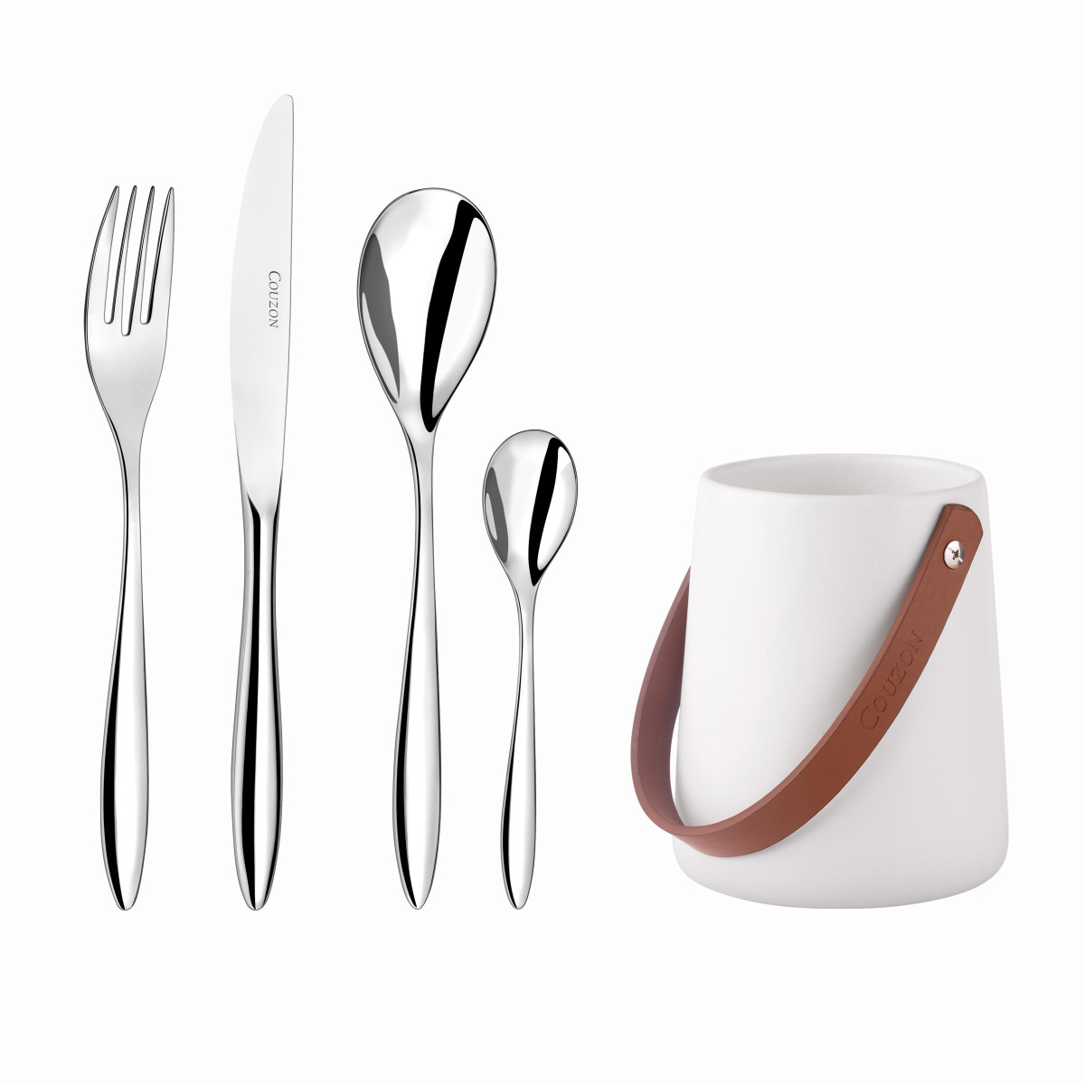 24 couverts de table avec support de rangement nomade - EPSILON inox, COUZON