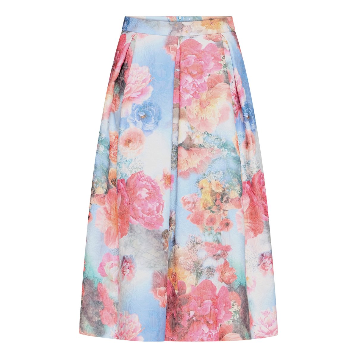 Jupe plissée à motif jacquard blue/rosé, VERA MONT