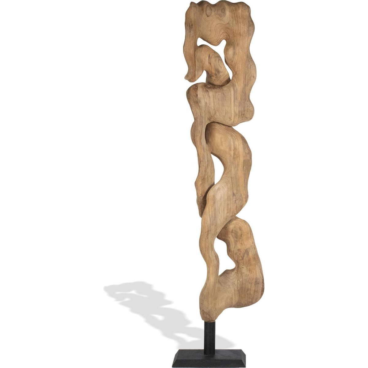 Sculpture décorative en bois, ITEM HOME bois naturel clair et noir, RECOLLECTION