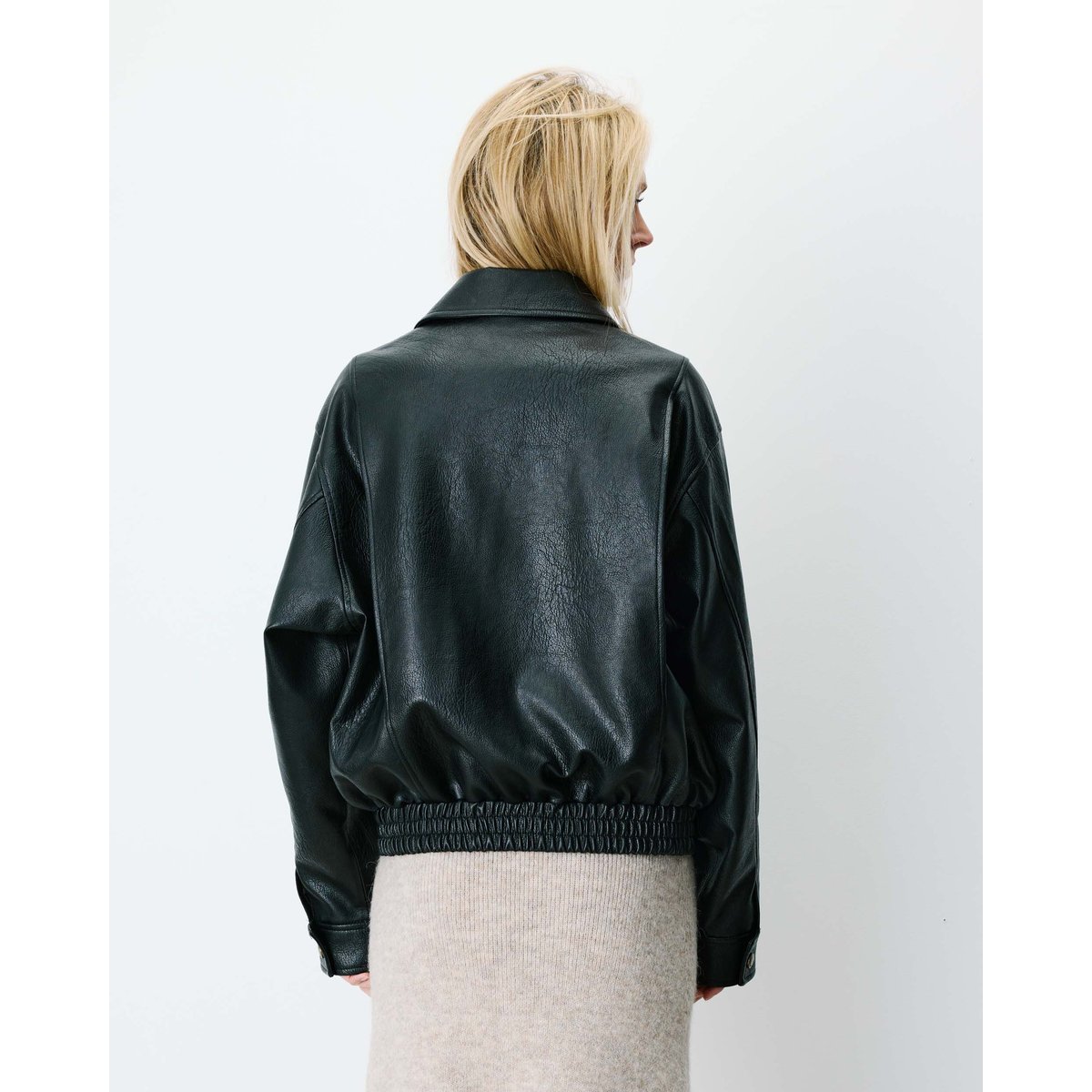Blouson oversize similicuir à poches noir Axel noir, GRACE & MILA