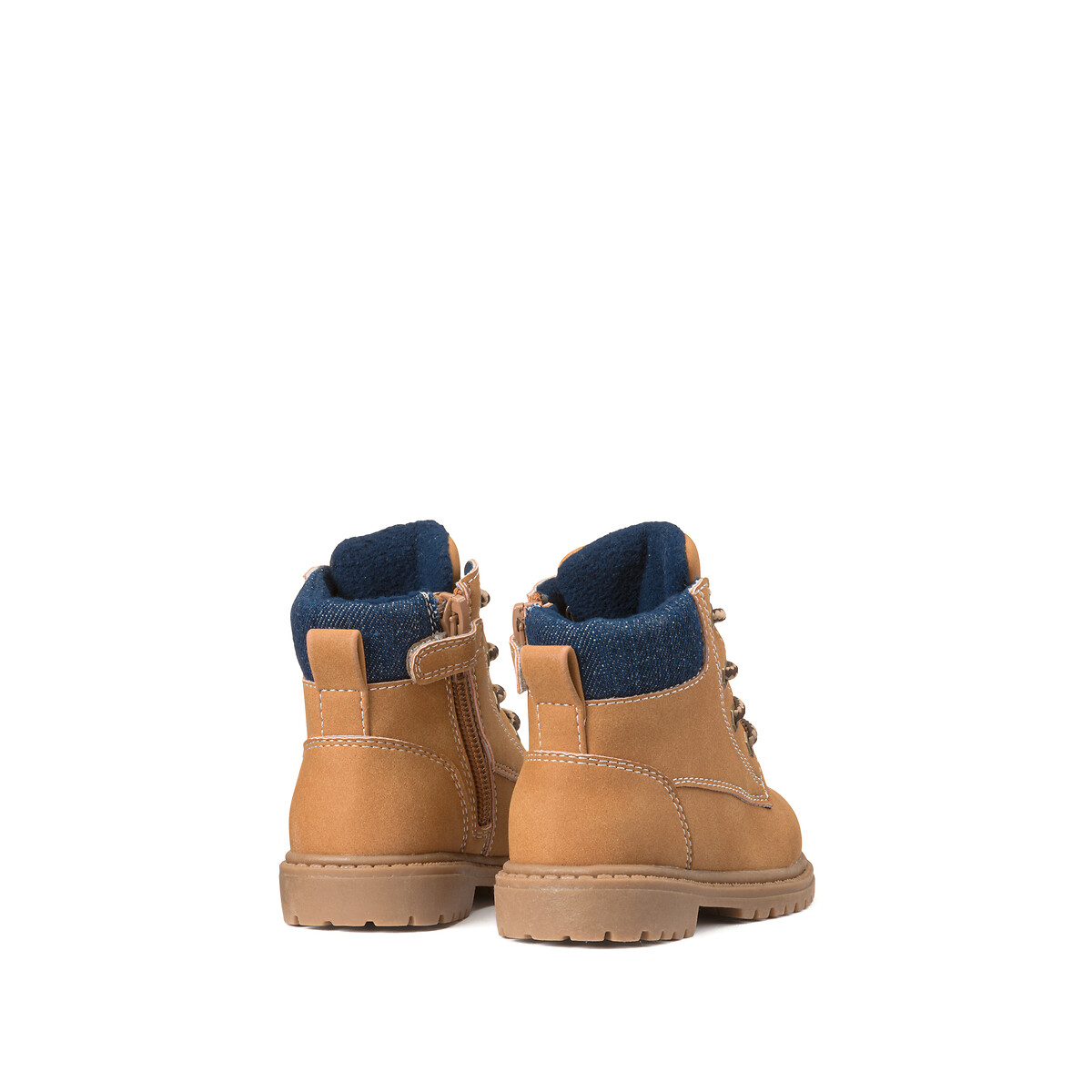 Kids Lace-Up Ankle Boots with Zip Fastening camel, LA REDOUTE COLLECTIONS