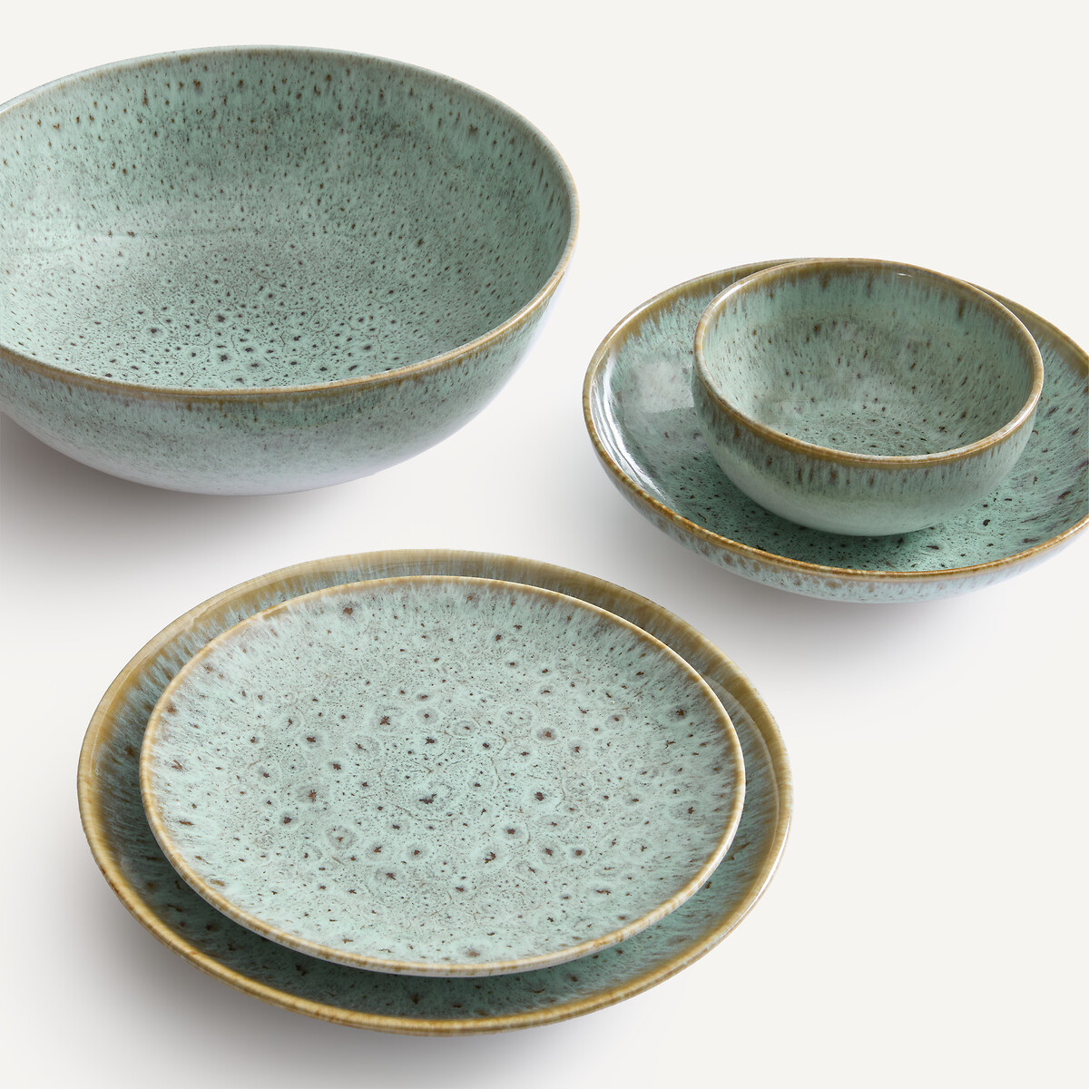 Fara Glazed Stoneware Salad Bowl khaki/blue, AM.PM
