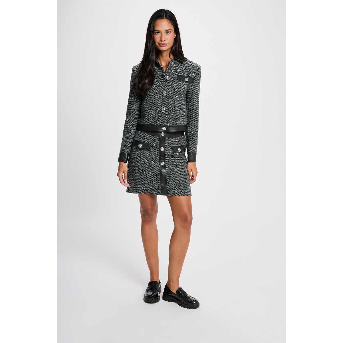 Jupe tweed noir, MORGAN