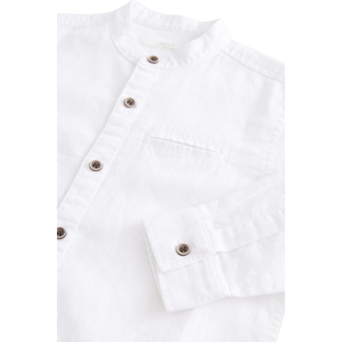 Chemise manche longue à col grand-père blanc, NEXT