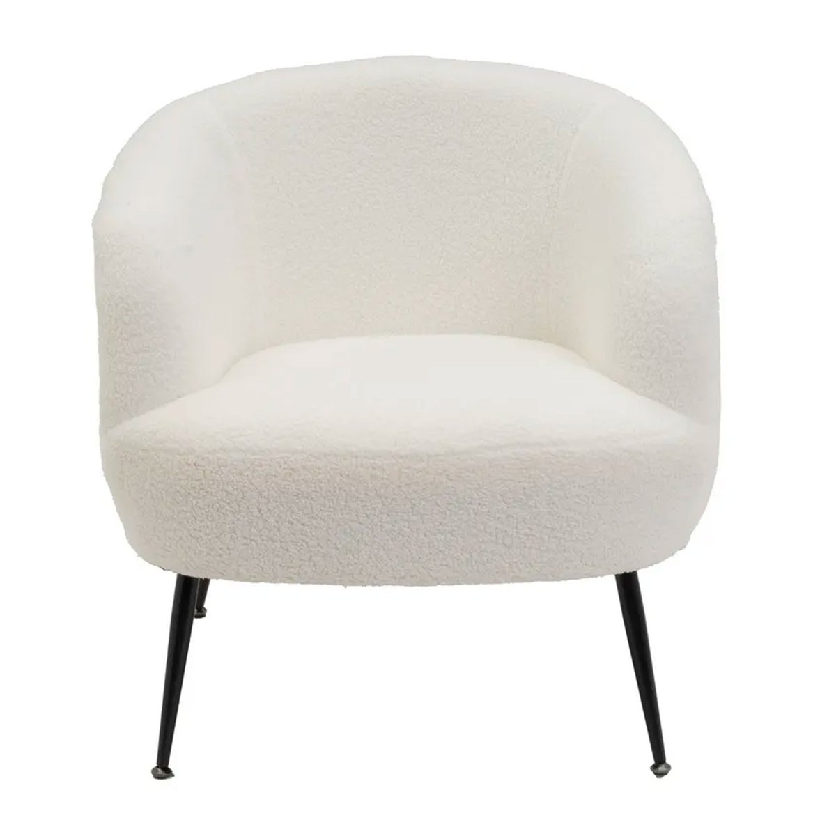 Fauteuil tissu bouclette blanc et pieds métal noir 76x69x70cm blanc, WADIGA