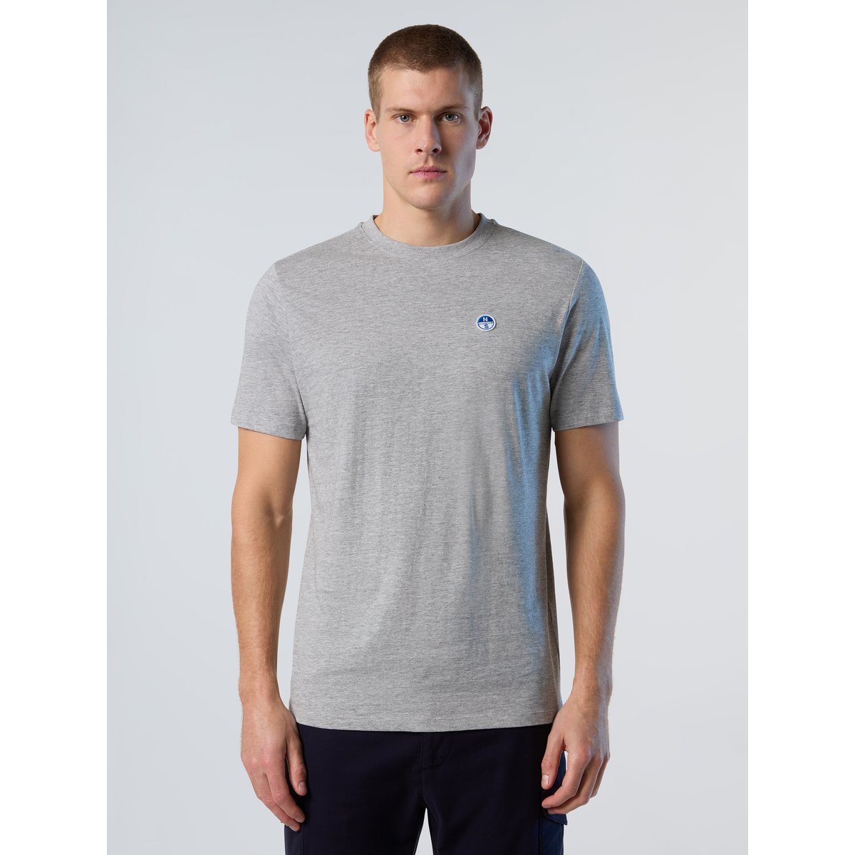 T-shirt avec patch logo gris mélangé, NORTH SAILS