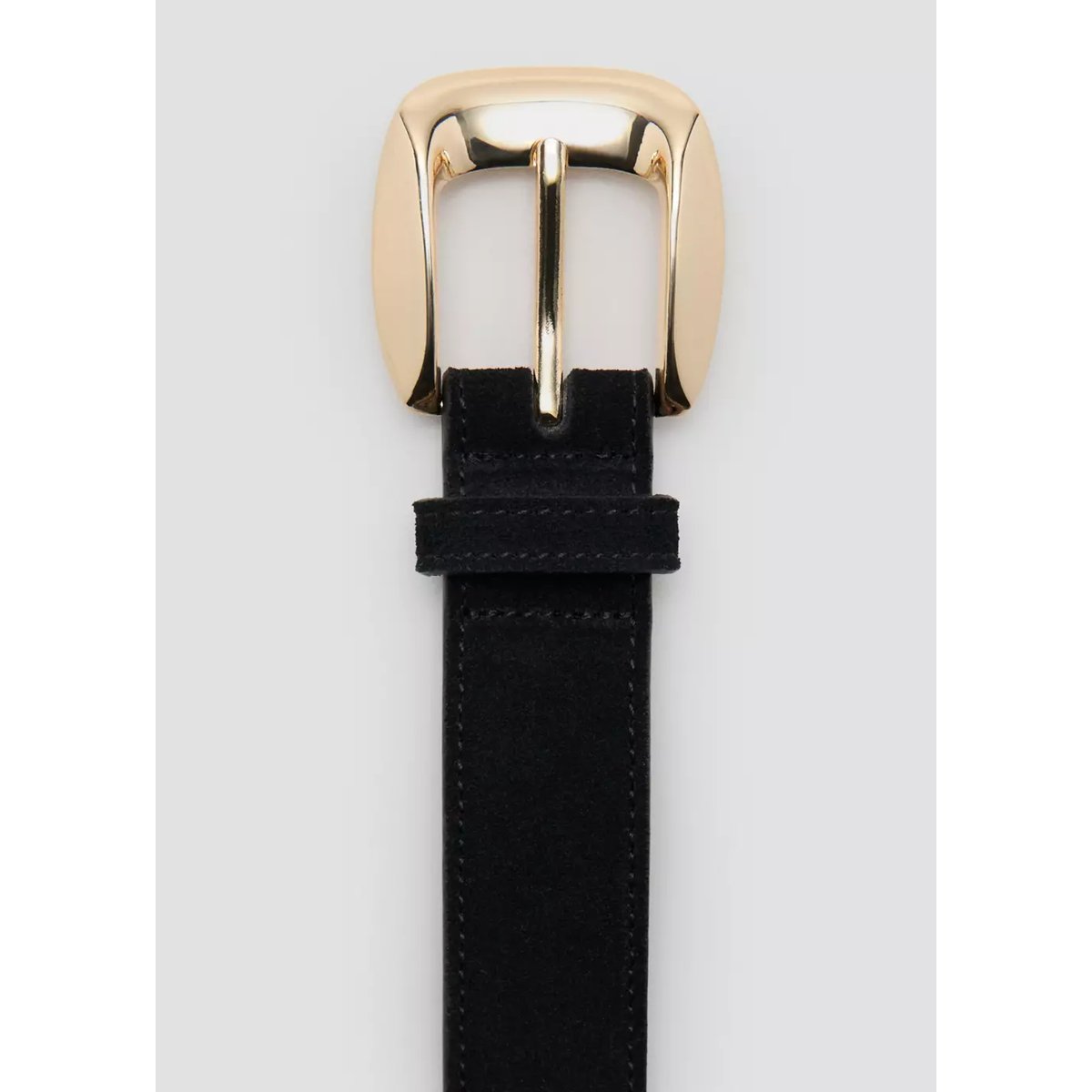 Ceinture en daim avec boucle carrée noir, MANGO