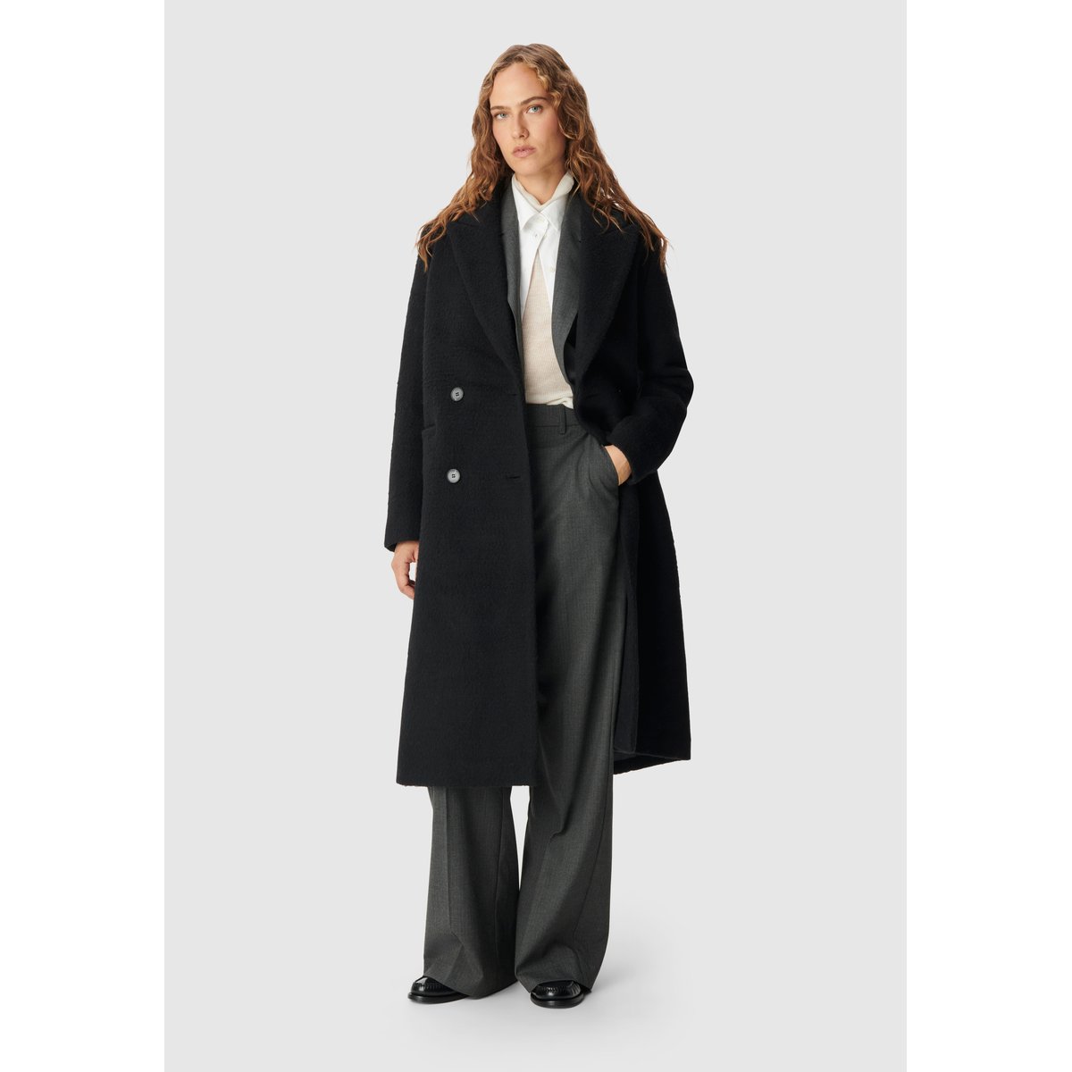 Manteau long effet poilu noir, IKKS