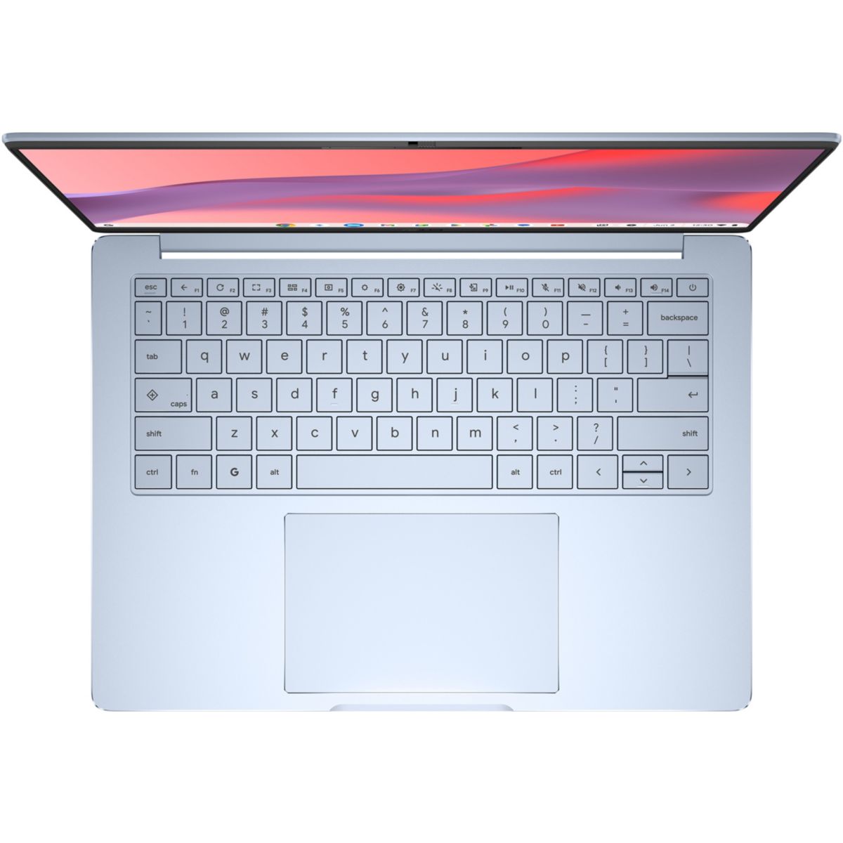 Chromebook CM1406 Bleu Iridescent 14"Tactile MediaTek 8 Go RAM DDR5 eMMC 128Go Google AI Pro housse incluse couleur unique, ASUS