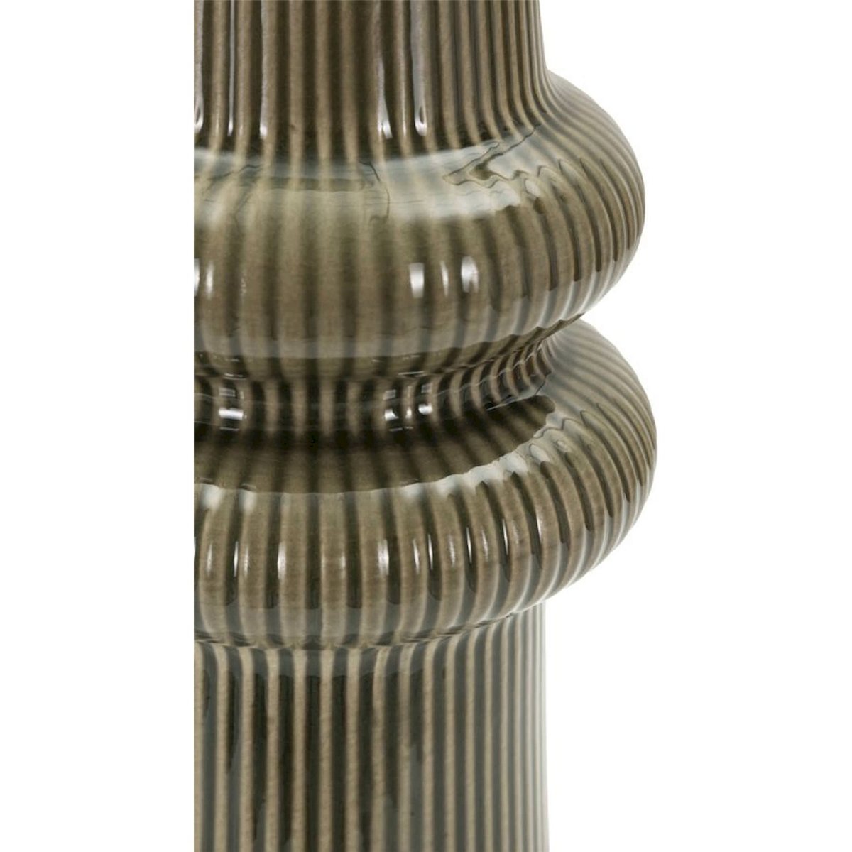Vase en céramique relief côtelé MODERN vert, RECOLLECTION
