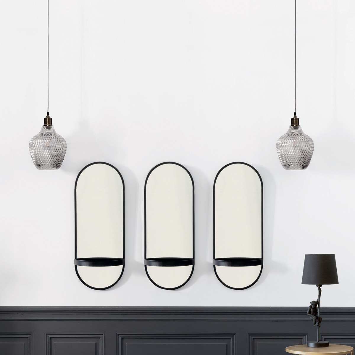 Suspension en verre texturé OMAHA transparent, ATMOSPHERA