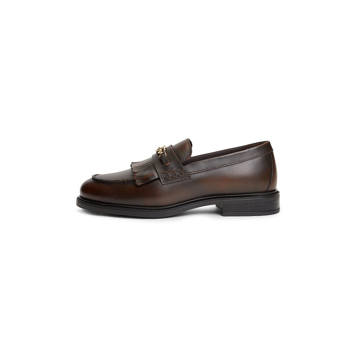 Mocassini in pelle con frange marrone scuro, TOMMY HILFIGER