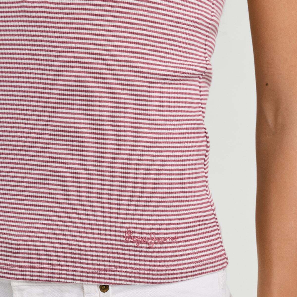 Top Côtelé À Rayures rose foncé, PEPE JEANS