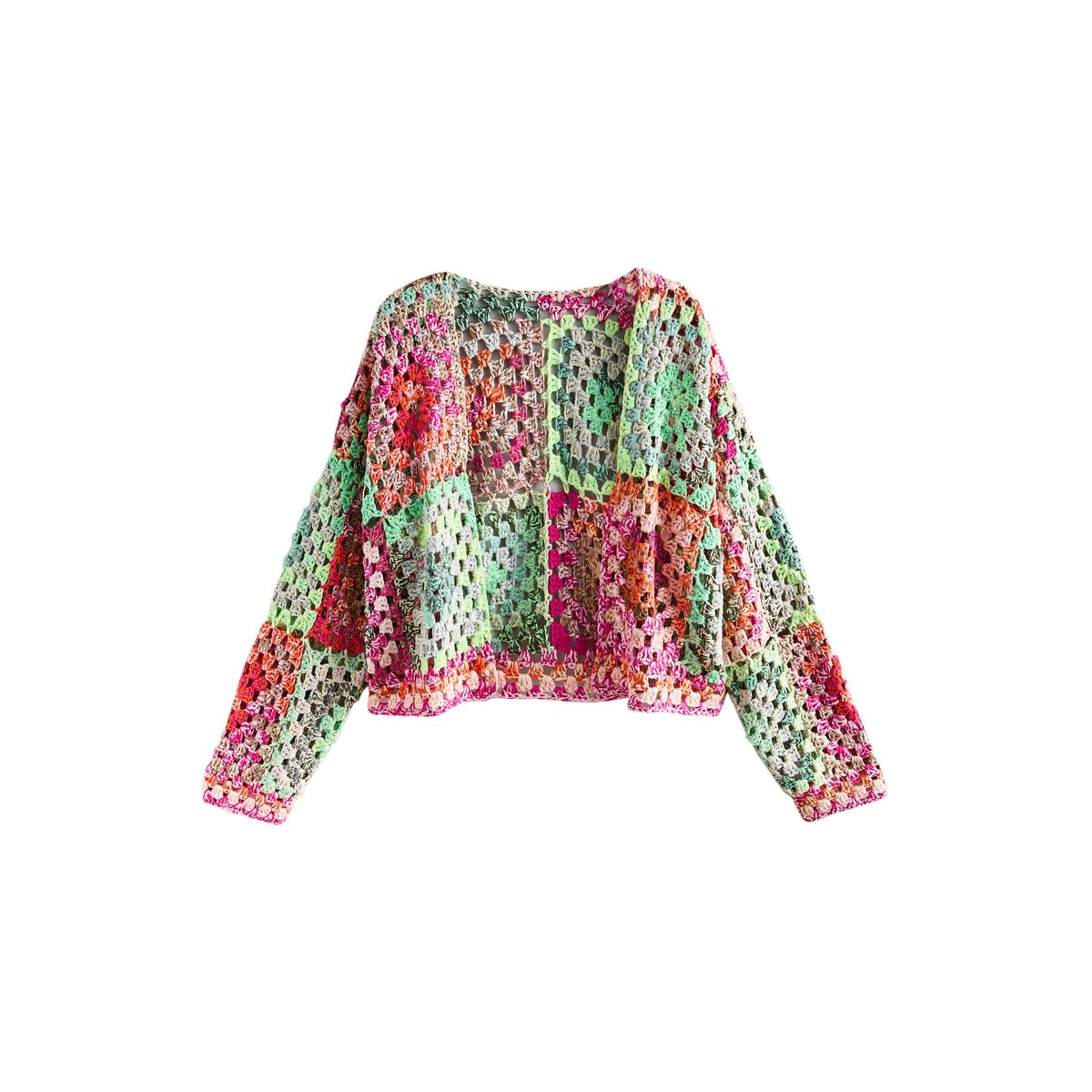 Cardigan en crochet fait main rose/vert multicolore, NEXT