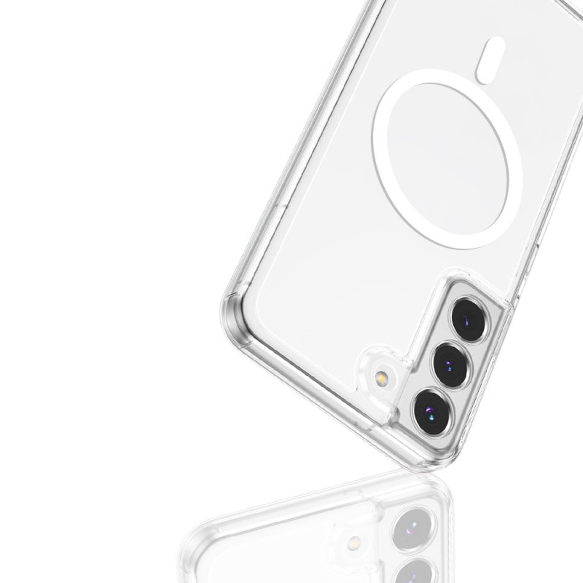Coque Anti-choc Magnétique compatible Magsafe pour Galaxy S22 Plus 5g Transparente + 2 vitres transparent, EVETANE