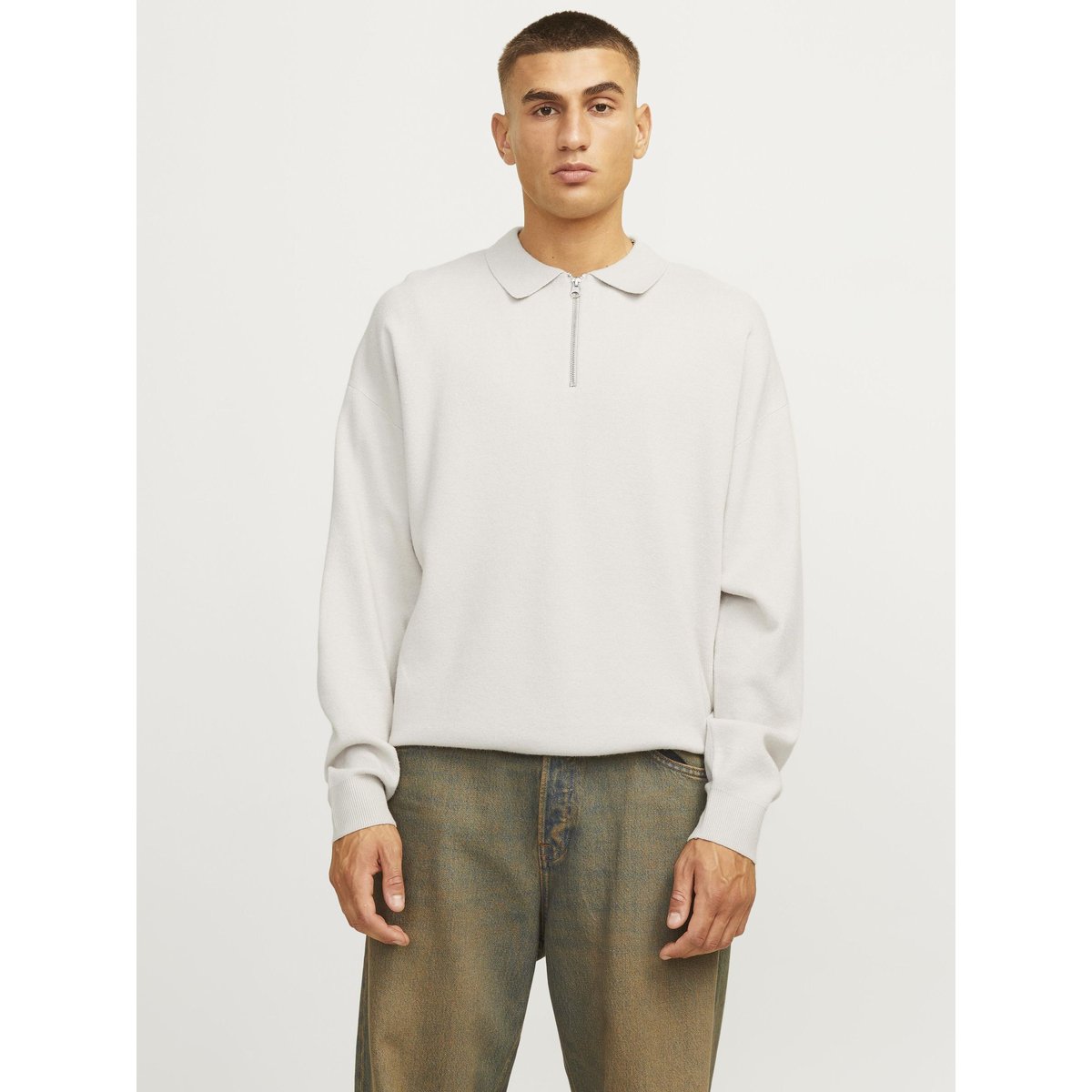 Polo Tricoté grise - moonbeam, JACK & JONES