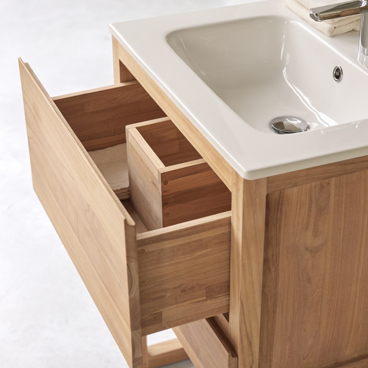 Meuble Salle De Bain en Teck massif, EDGAR naturel, TIKAMOON