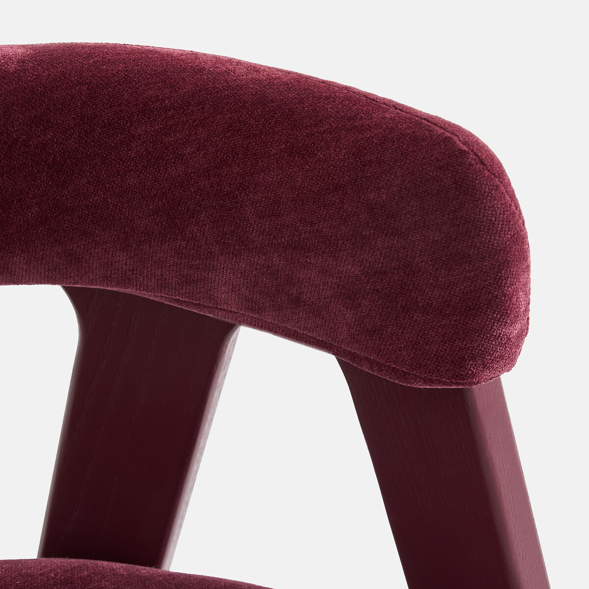 Fauteuil de table vintage, frêne massif et velours, VALENTINA bordeaux, LA REDOUTE INTERIEURS