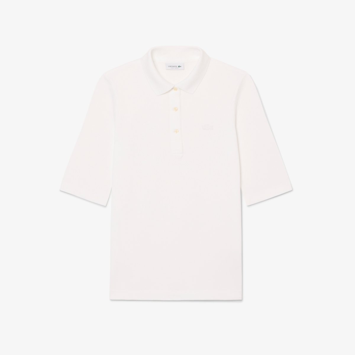 Polo L.12.D slim fit manches trois-quarts blanc-001, LACOSTE