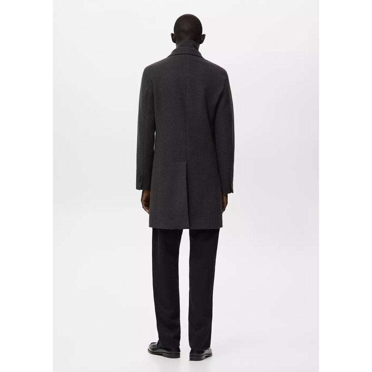 Manteau laine col intérieur amovible gris chiné foncé, MANGO MAN