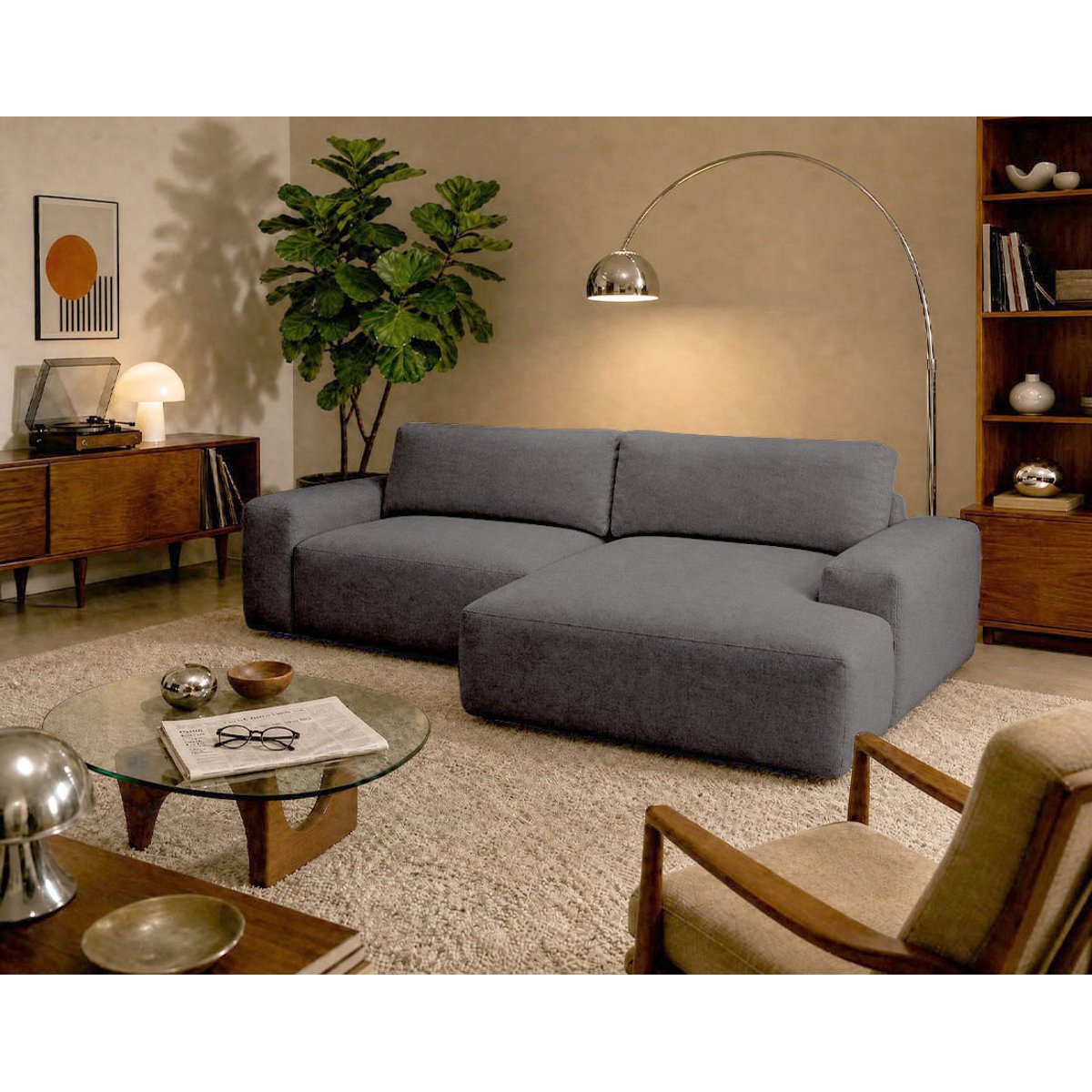 Canapé d'Angle Convertible 4 places - TAMA gris, BEST MOBILIER