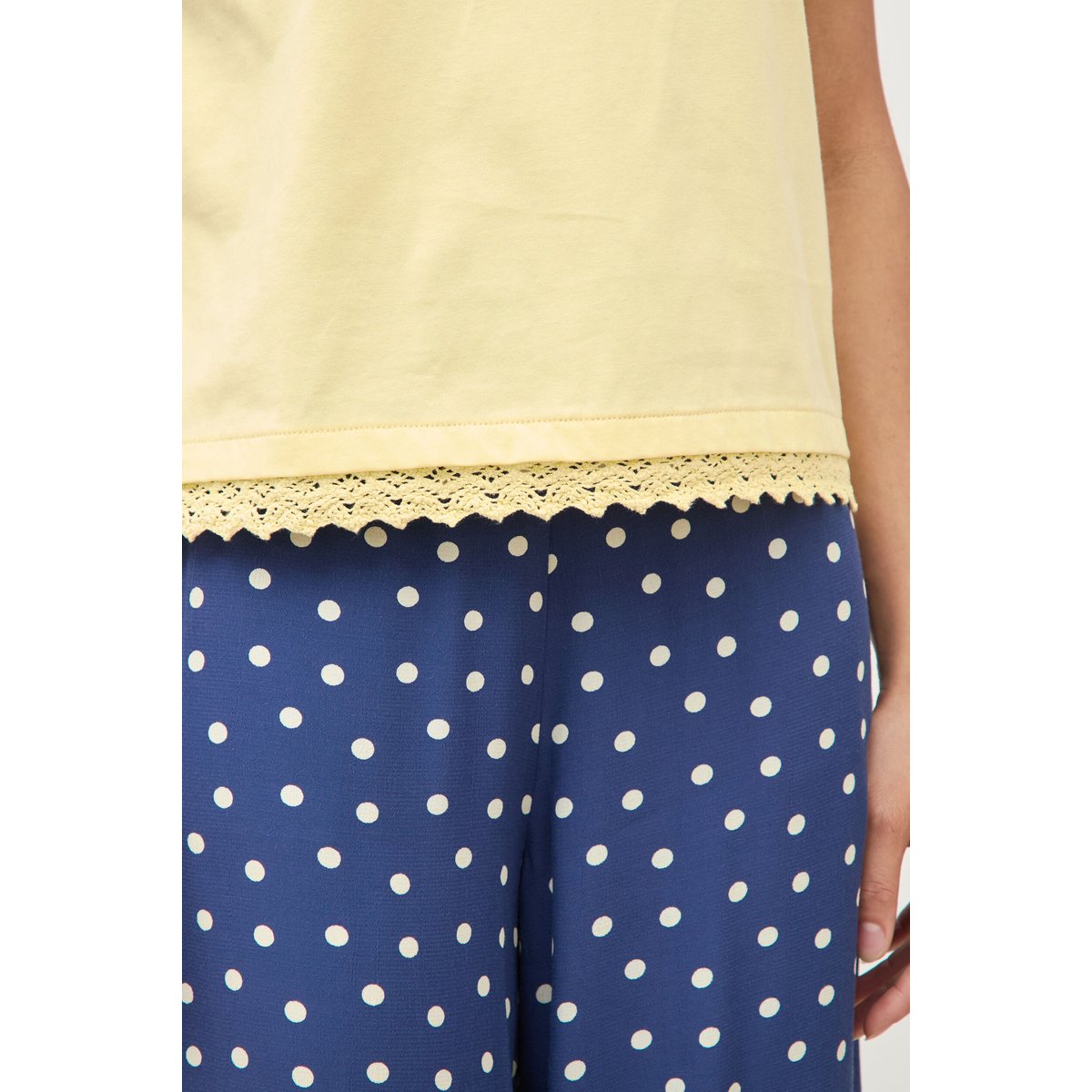 T-shirt droit col rond manches courtes jaune pastel, BONOBO