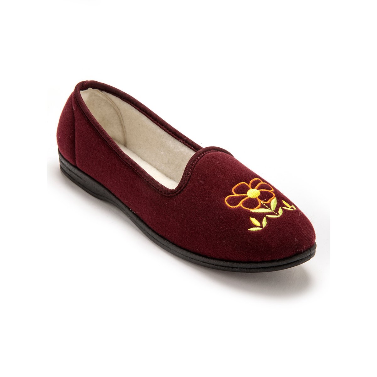 Ballerines brodées fleur bordeaux, PEDICONFORT