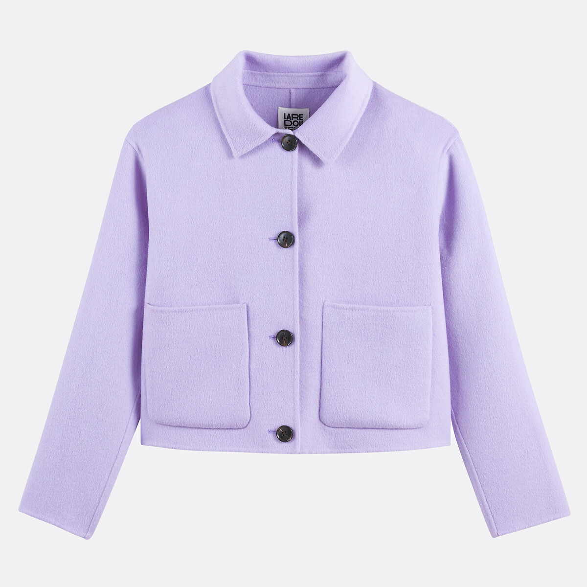 Manteau court fait main en laine mélangée violet parme, LA REDOUTE COLLECTIONS
