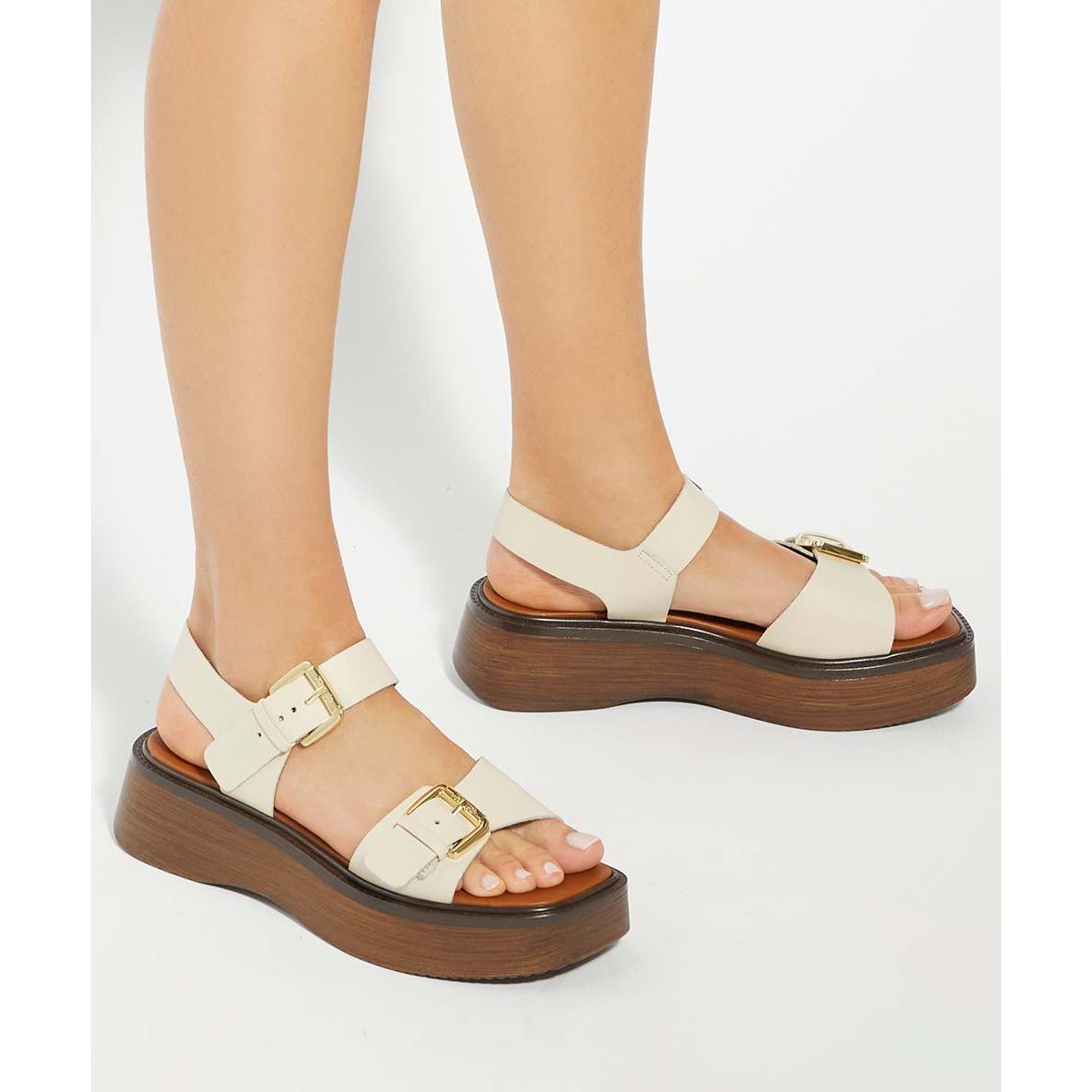 Sandales à plateformes et doubles brides - LUNO ecru-leather, DUNE LONDON