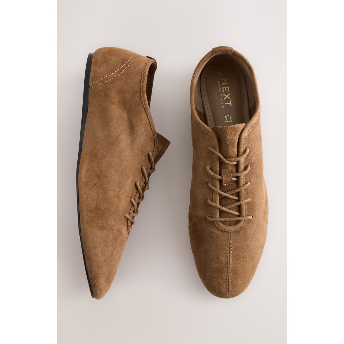 Chaussures en cuir à lacets marron fauve, NEXT