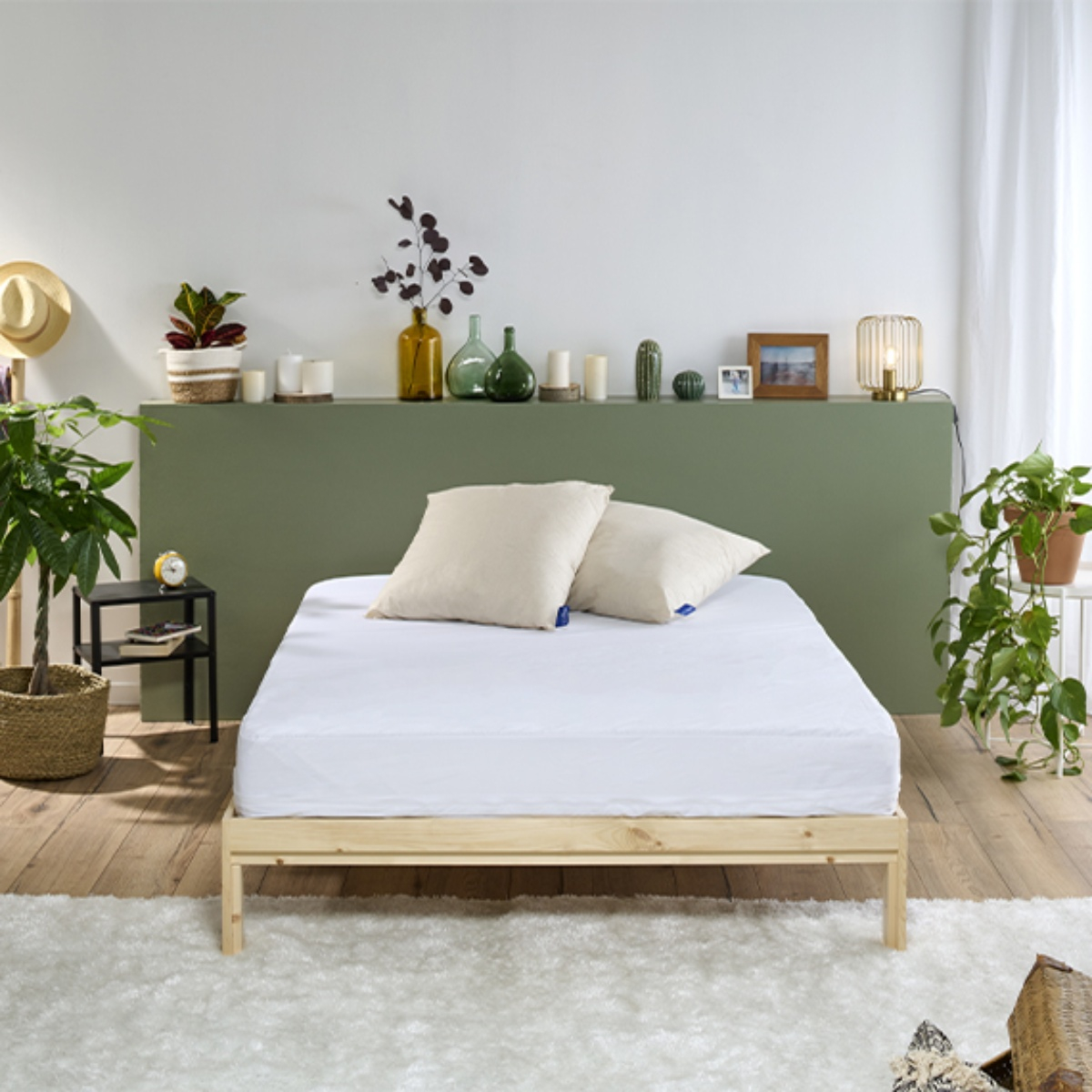 Lot de 2 Housses intégrales matelas ANTI-PUNAISES DE LIT blanc, BLEU CALIN