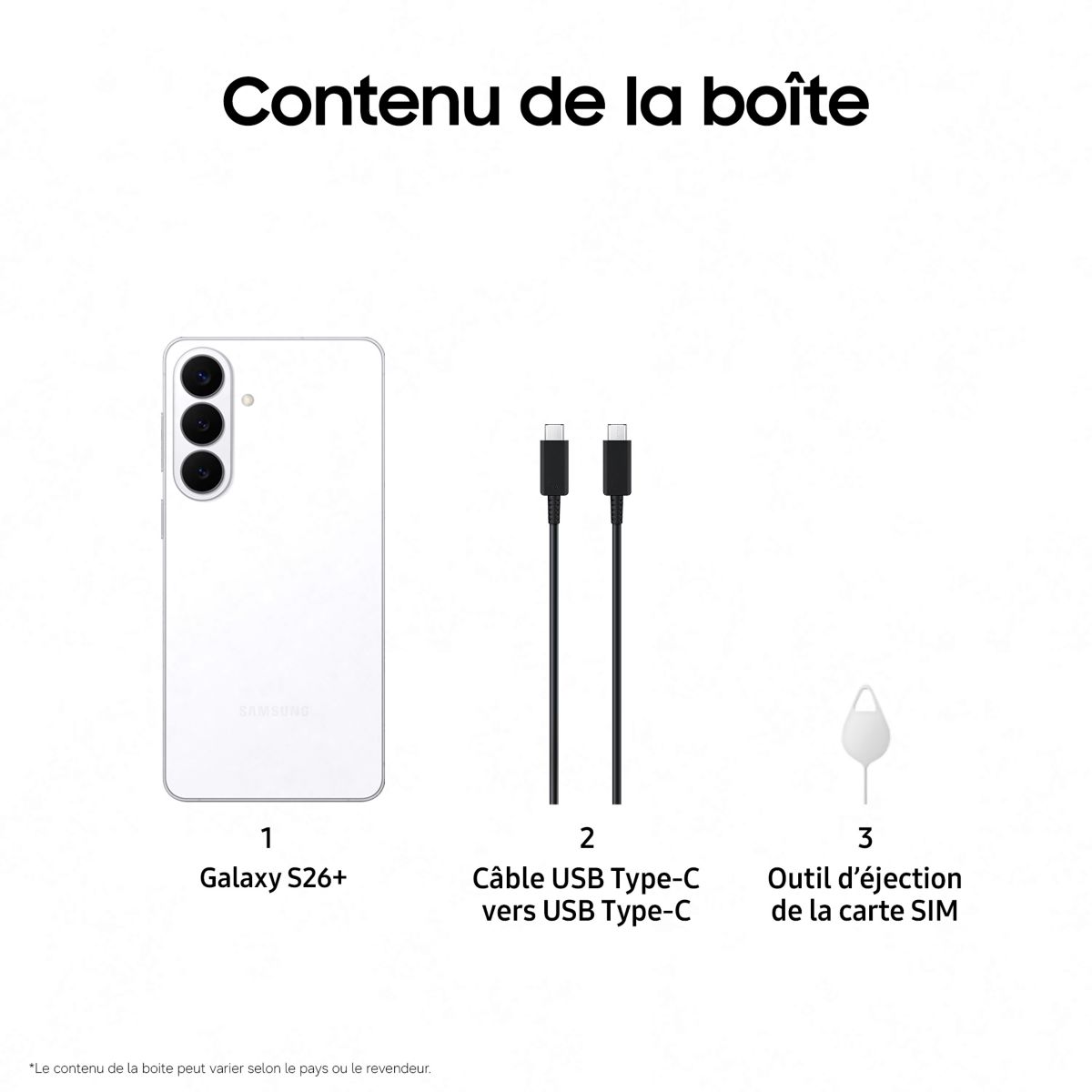 Smartphone Galaxy S26+ Blanc 256Go couleur unique, SAMSUNG