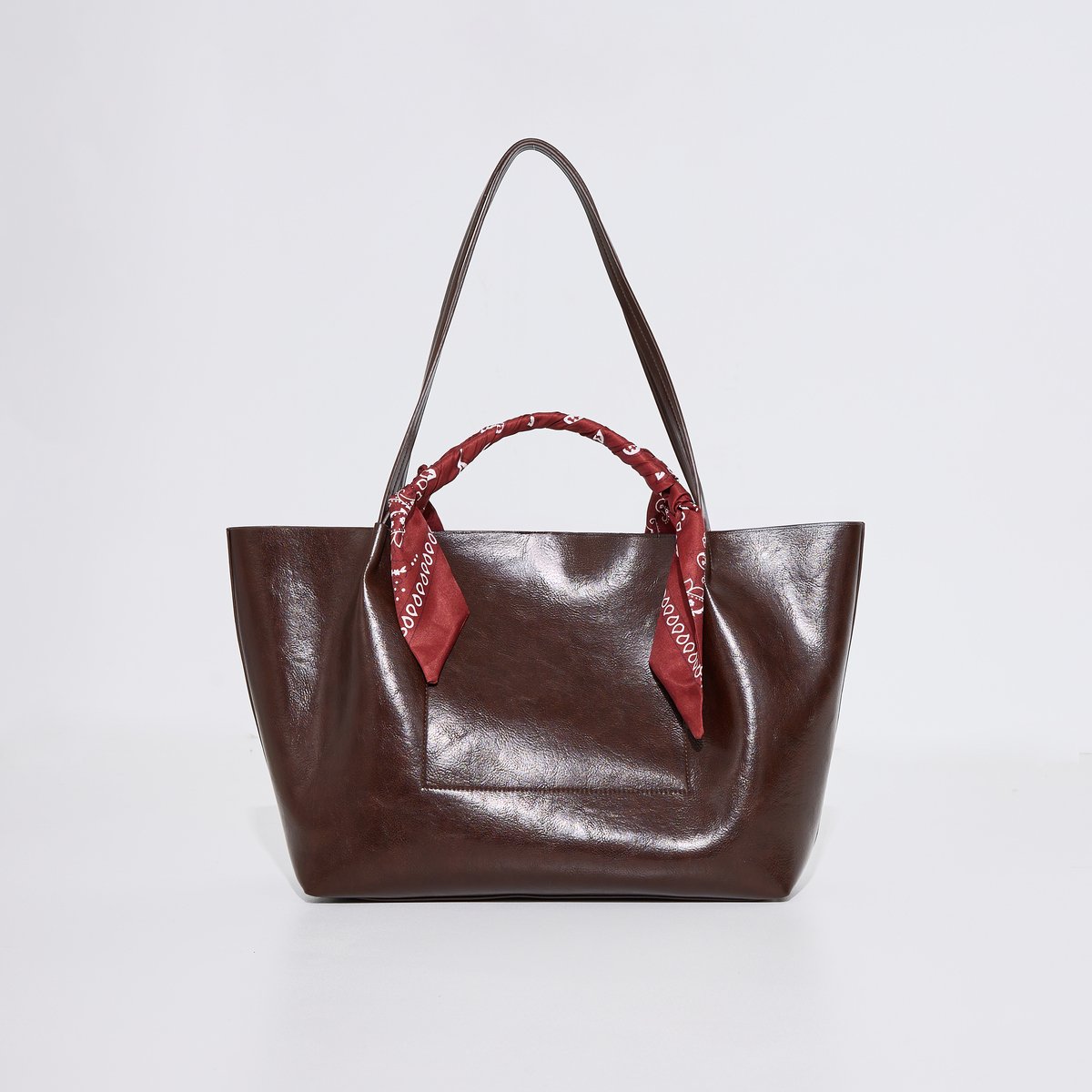 Grand sac cabas avec foulards marron, GRAIN DE MALICE