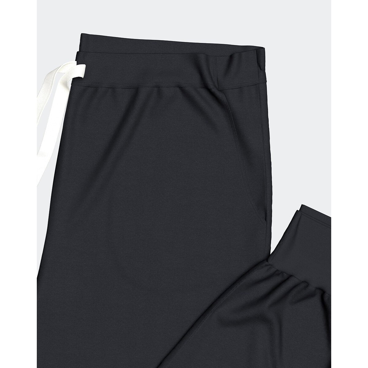 Pigiama lungo, pantaloni a tinta unita marine + bianco, EDEN PARK