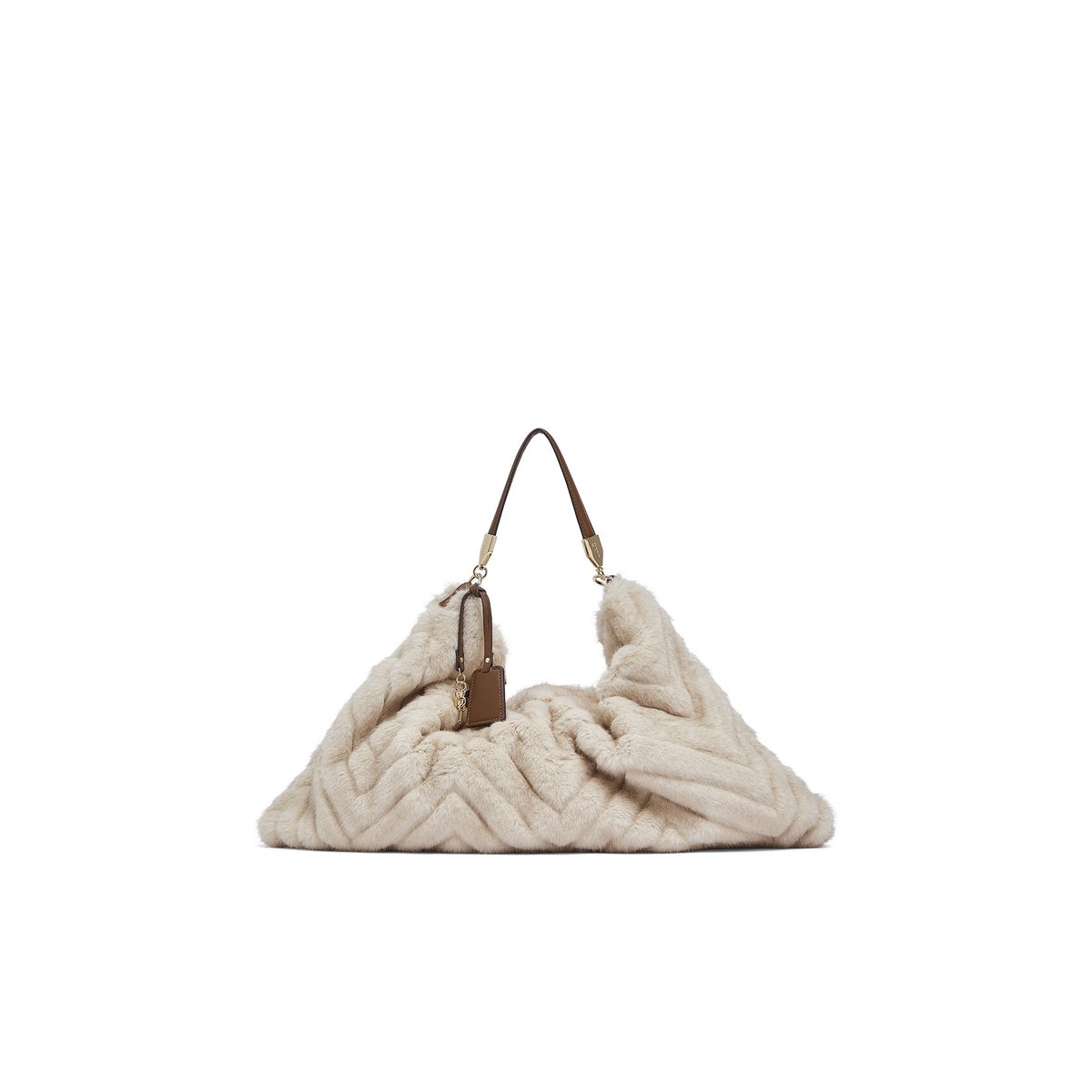 Sac grand format en imitation fourrure crème, LIU JO